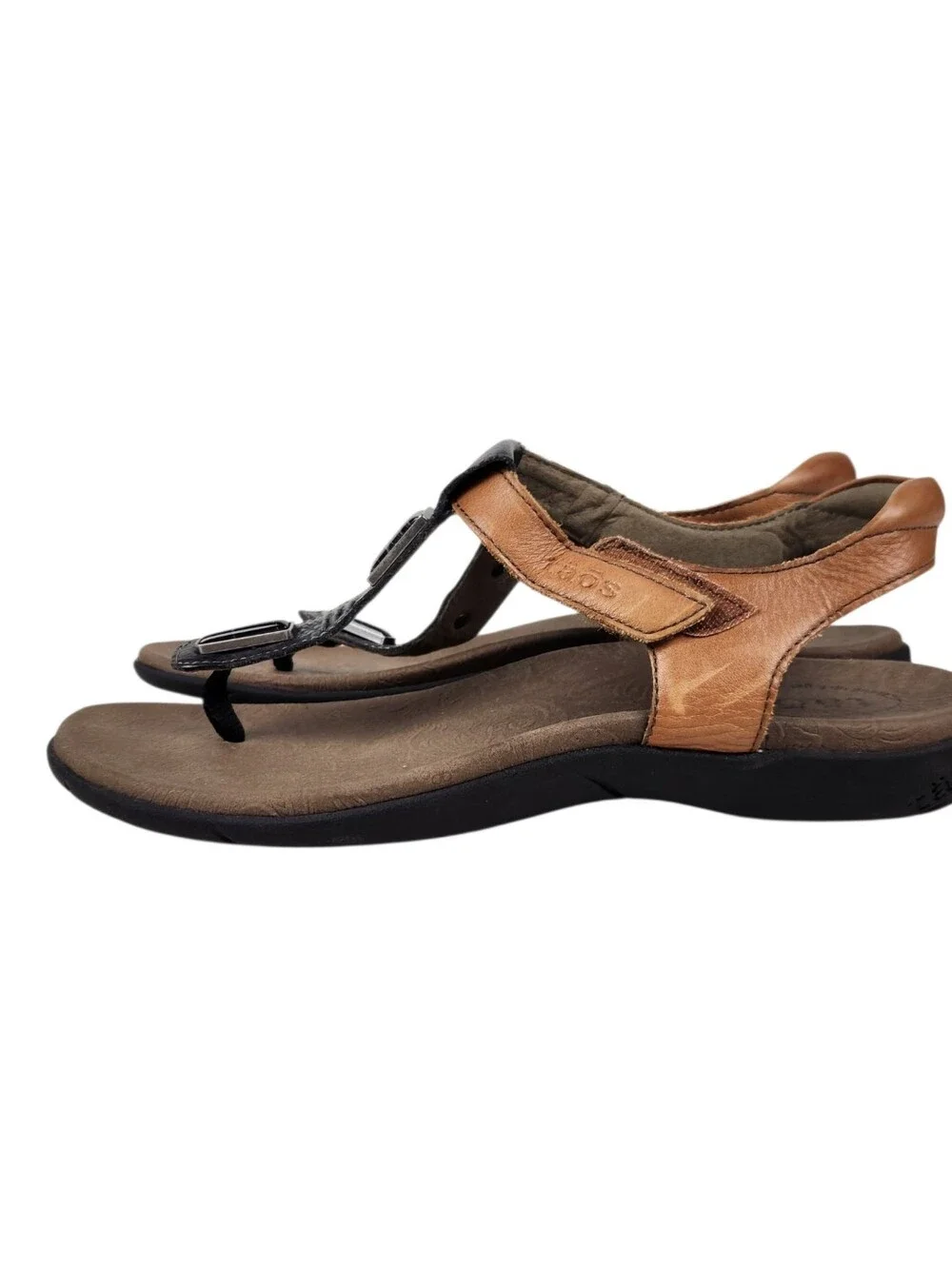 Taos Storyteller Boho Beaded Accent T-Strap Leather Sandals  Womens Size 9